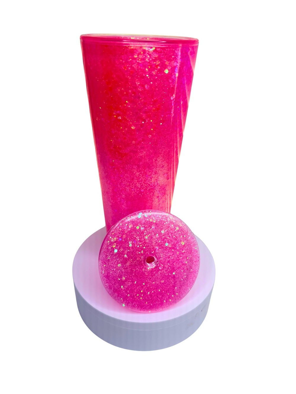 Handmade Bright Pink Glitter Snow globe Tumbler
